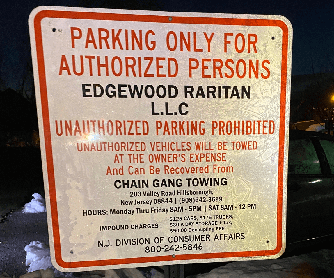 Private property sign from Chain Gang Towing and Recovery Agency 5